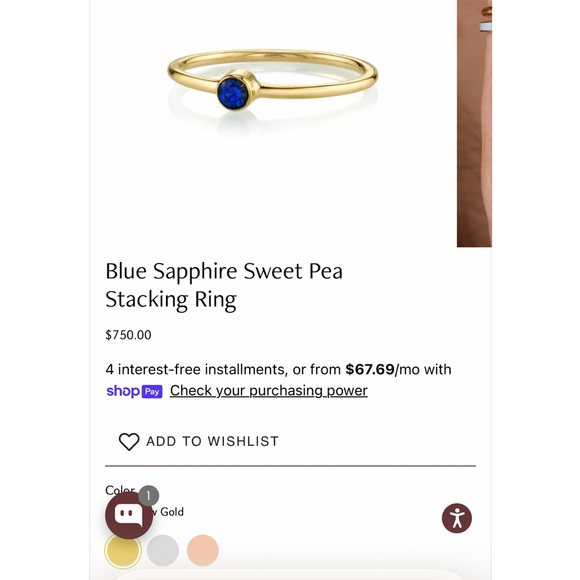 Blue Sapphire 14k gold marrow fine Jewlery Sweet Pea Stacking Ring in Gold